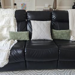 Black Leather  Reclining Sofa