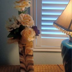 Flower Glass Vase Next To Real Earthtone 