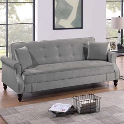 Brand New Grey Futon Sofa Storage Sleeper 