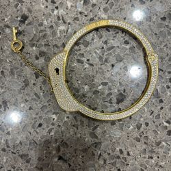 Handcuff Bracelet Gold Over 929 Silver  Lab Diamonds Will Pass Any Diamond Tester $800