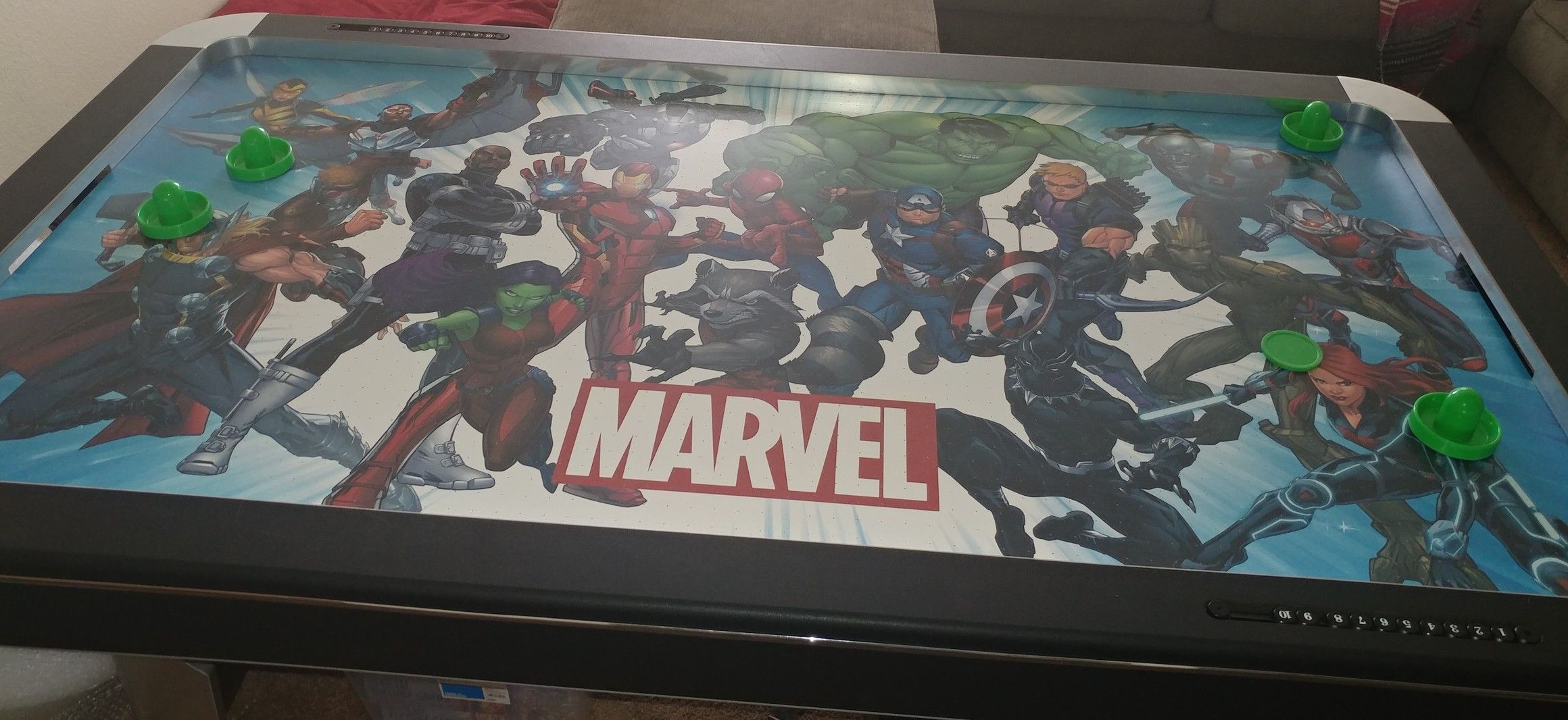 Full size Marvel Comics air hockey table