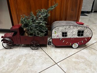Vintage truck and camper Christmas decor