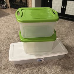 Sold Together- 3 Lg Plastic Storage Containers 