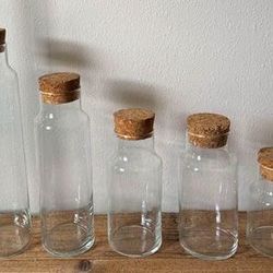 Cylinder Clear Glass Apothecary Jars with Cork Lids $25 for All xox