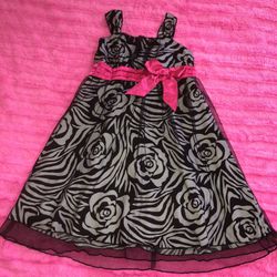 Kids size 12 floral zebra dress