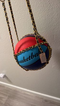 Basketball Shaped Crossbody Purse with Gold Chain