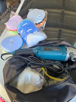 Electric Car Polisher Kit with Pads and Bag