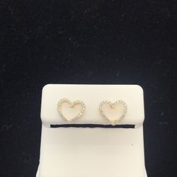 Heart Diamond 14k Gold Earrings New