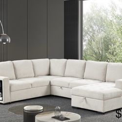 Sectional sleeper sofa with storage