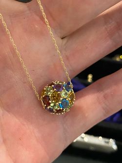 14K GOLD GEMSTONE NECKLACE