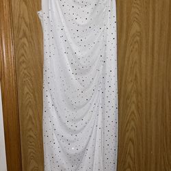 White Sparkly Long Prom Dress Size2X
