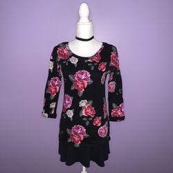 H&M Black Floral Print Sweatshirt