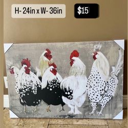 Canvas Painting Roosters 
