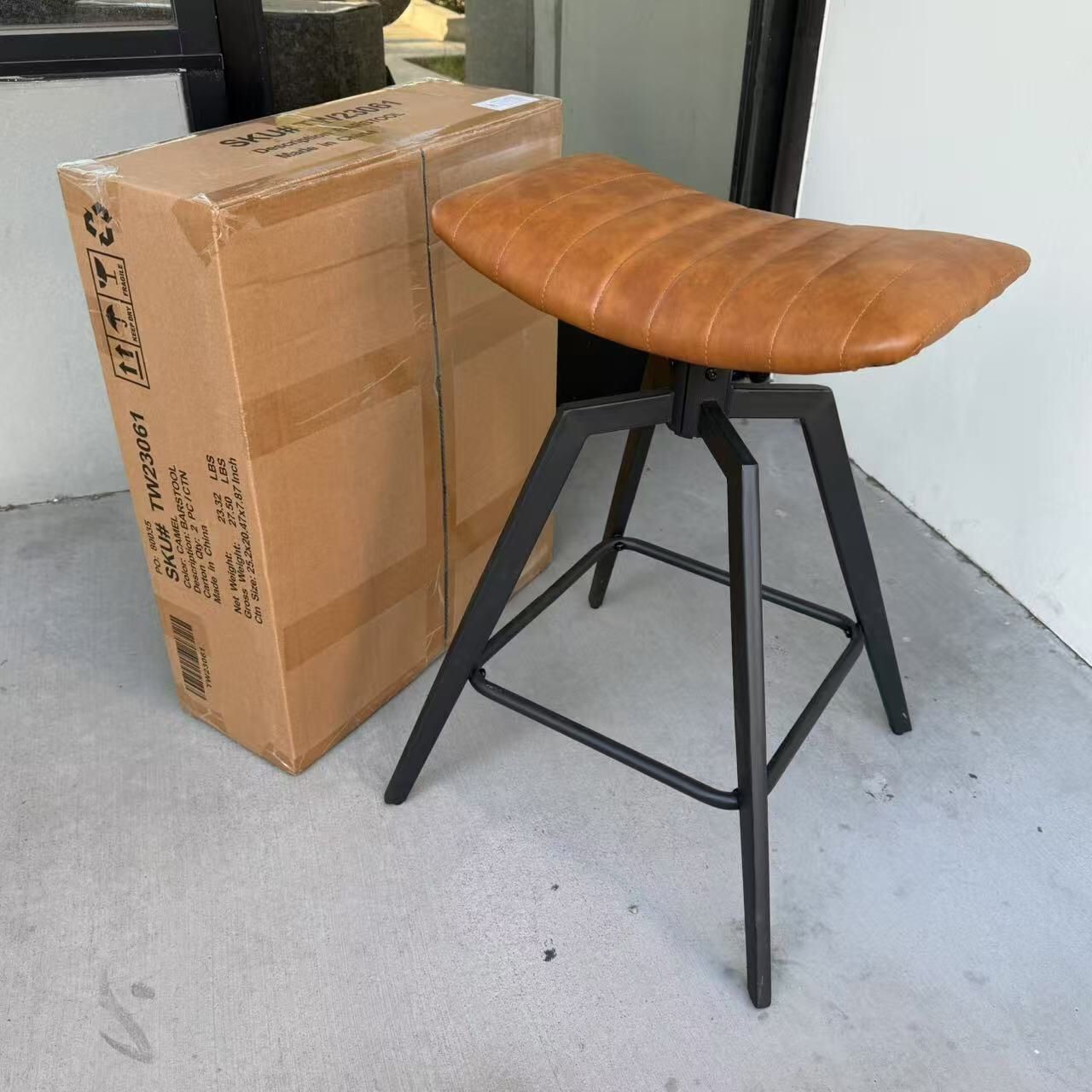 New In Box $20 Each 24 Inch Tall Swivel Counter Height Bar Stool Chair Kitchen Furniture Camel Color Seat