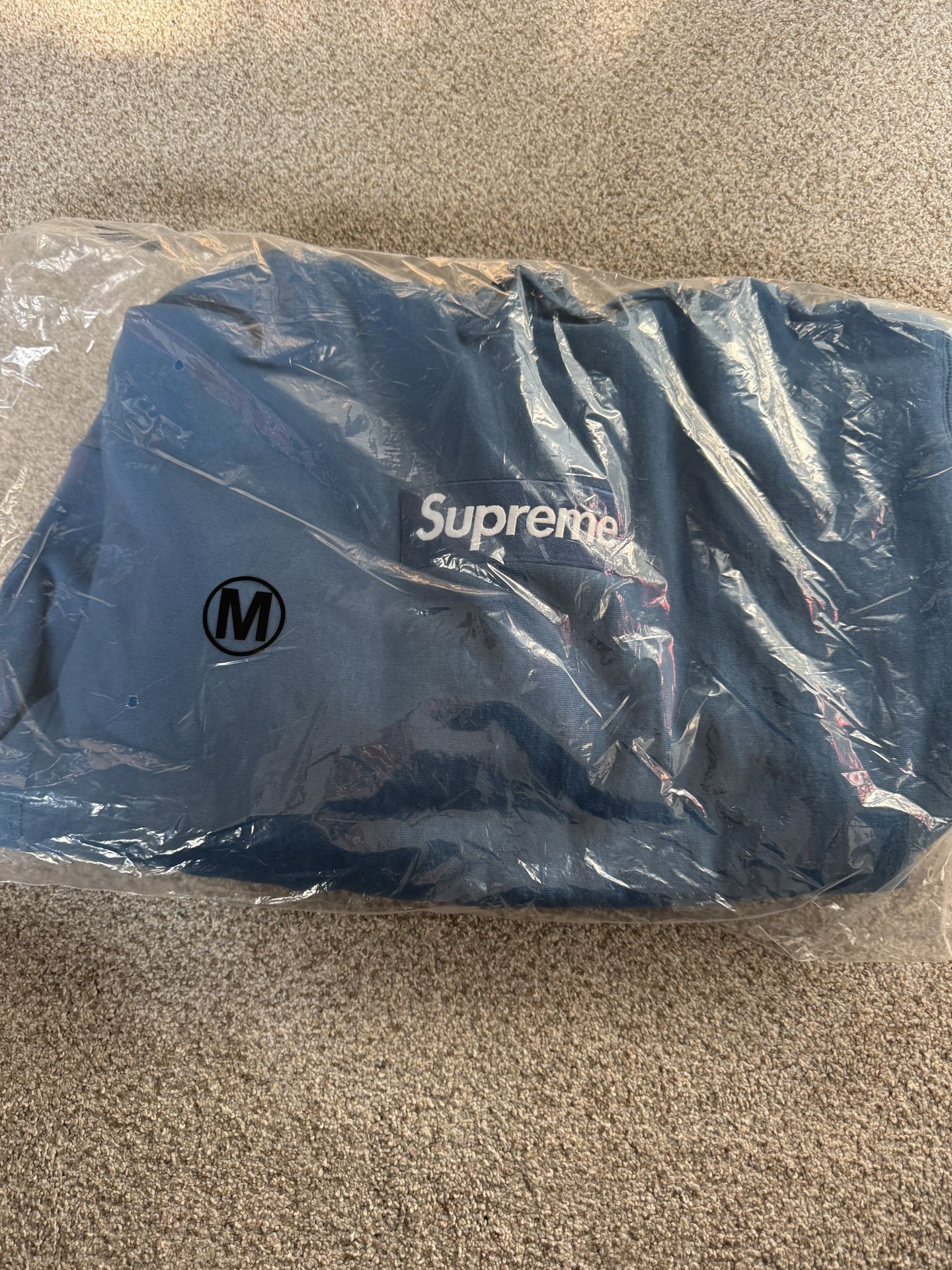 Supreme Box Logo Hoodie Sweatshirt FW23 Blue Medium Nike Jordan 4 Travis Scott