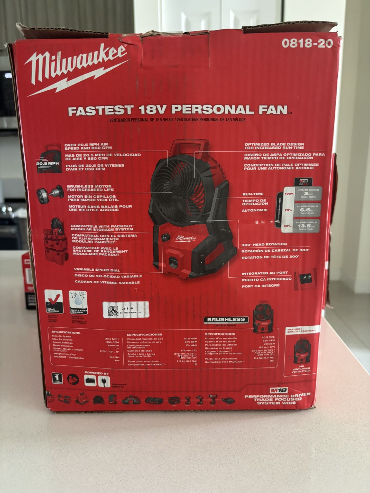 M18 18-Volt Lithium-Ion Brushless Cordless PACKOUT Jobsite Fan (Tool-Only)