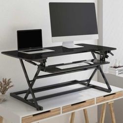 FlexiSpot Height-Adjustable Standing Desk Riser With Removable Keyboard Tray | Black