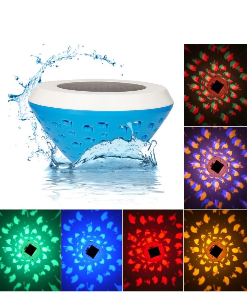 Swimming Floating Pool Lights-Fish Pattern,IP67 Waterproof Solar Pool Lights That Float,6 Colors Modes,LED Glow Light for Bathroom Toys,