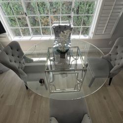  Safavieh Glass Dining Table + Chairs
