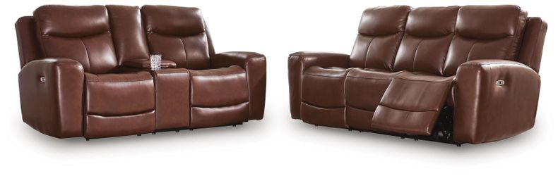 Bexhurst Mahogany Power Reclining Sofa and Loveseat (Online Special Price)