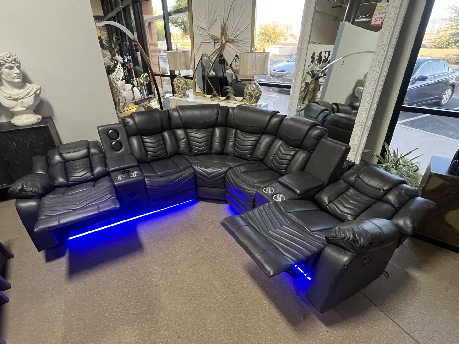 Power recliner Sectional with Bluetooth speakers & Led Lights