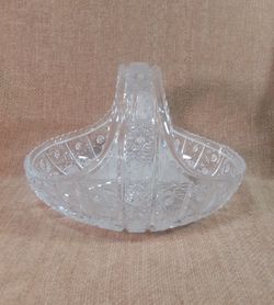 Vintage Bohemian Crystal Basket Bowl
