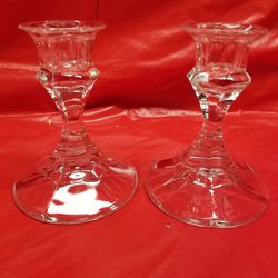 GLASS CANDLE STICK HOLDERS 