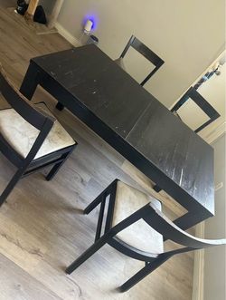 Black Dining Table with 4 Chairs