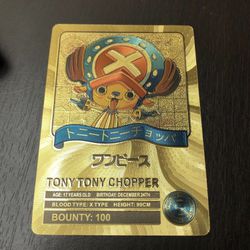 24k Gold Foil Plated Tony Chopper One Piece Anime Card