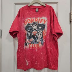 New Custom Bleached "Horrify Club" Stranger Things Horror Mashup Shirt - Youth Medium