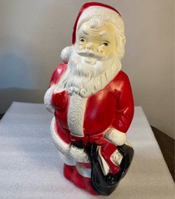 Santa with bag blow mold light 1969 works 13" indoor/outdoor Original Vintage Empire USA