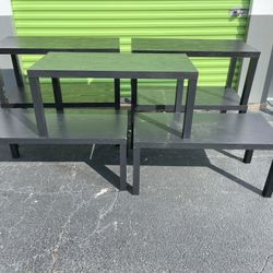 Set of 7 Black Wooden Tables