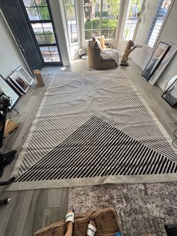 9 x 12 Large Modern Area Rug | Neutral Geometric Design