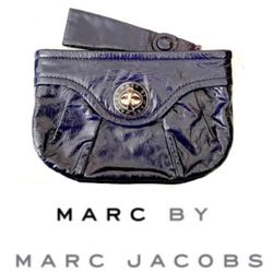 Marc By Marc Jacobs Patent Leather Blue Indigo Wristlet Clutch