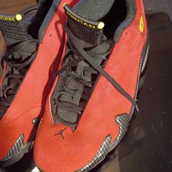 AIR JORDAN 14 RETRO RED FERRARI RED SUEDE SNEAKERS SIZE 10.5