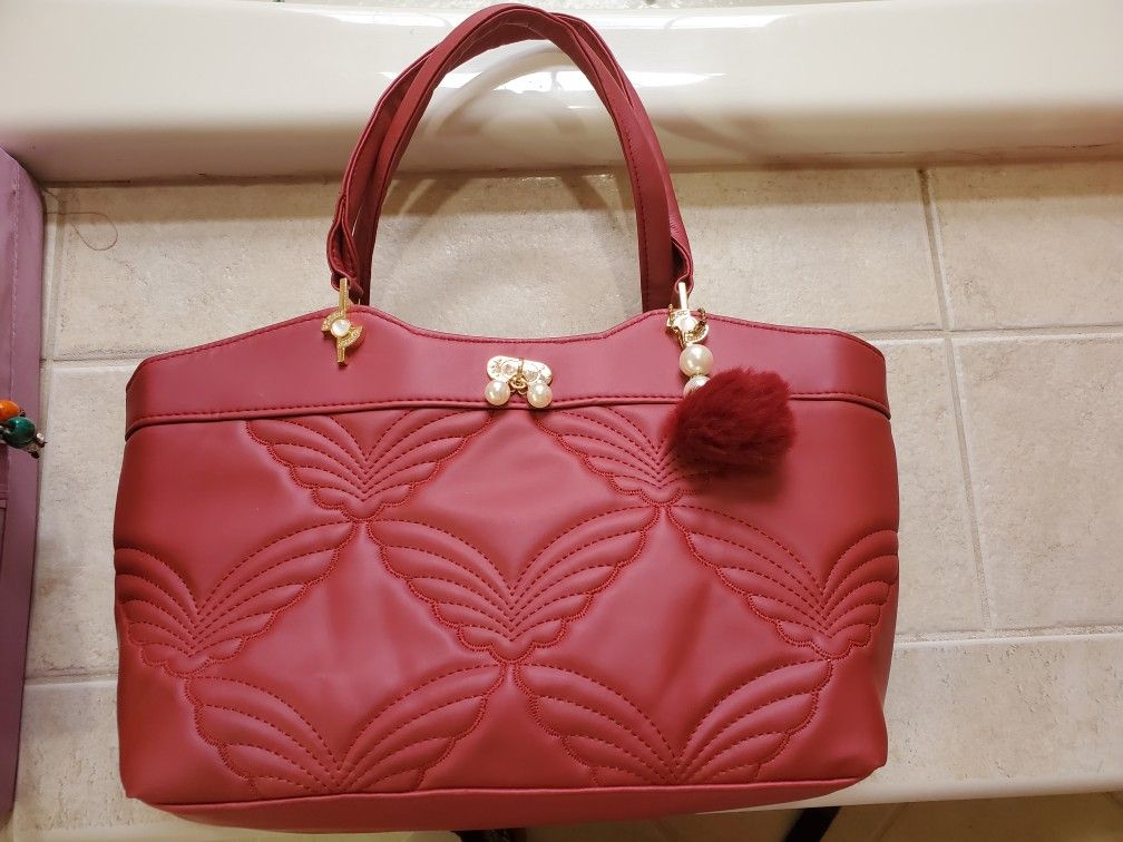 Laptop Purse, Leather, Heavy Duty -Good Quality, Red Bag $50