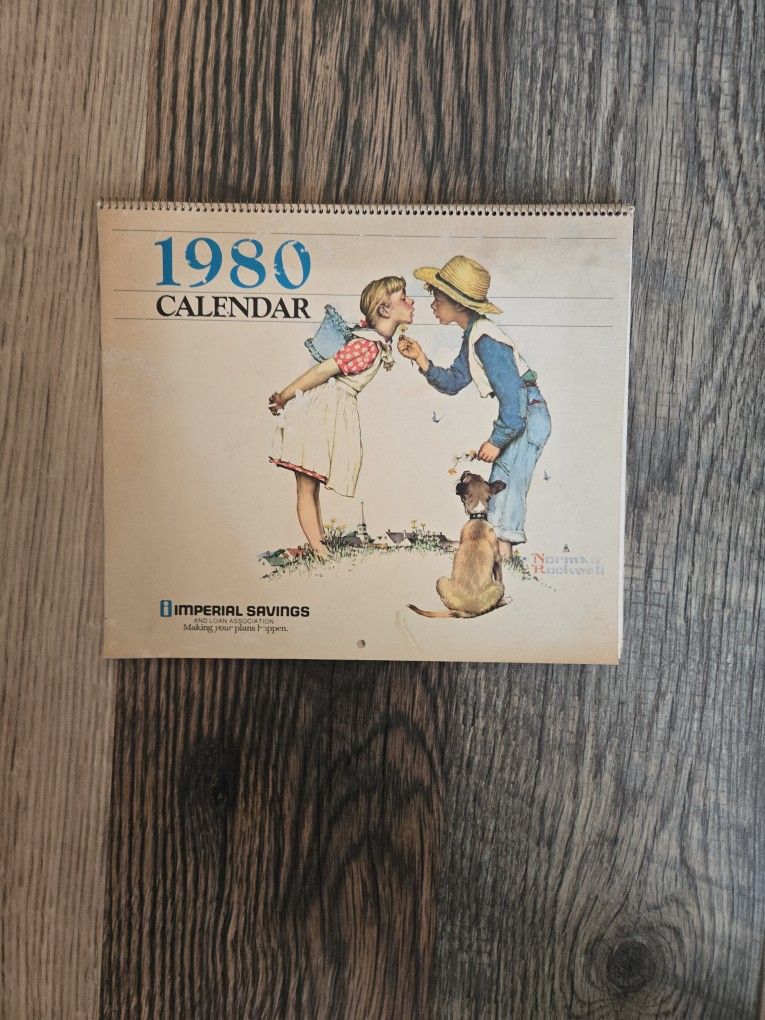 Vintage 1980s Norman Rockwell calendar