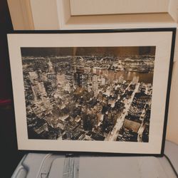 Black And White Framed Print Of The New York City Skyline 