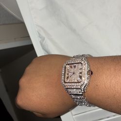 Two Tone Cartier Moissanite Watch Vvs Diamonds