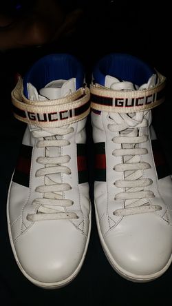 White Ace Gucci stripe high-top sneakers