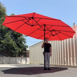 (NEW) $95 Large 15 FT Double Sided Umbrella Outdoor Patio Garden Yard (Weight base not included) 