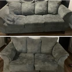Grey Microsuede Couches