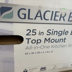 Glacier Bay 25 in. Drop in Single Bowl 22 Gauge Stainless Steel Kitchen Sink