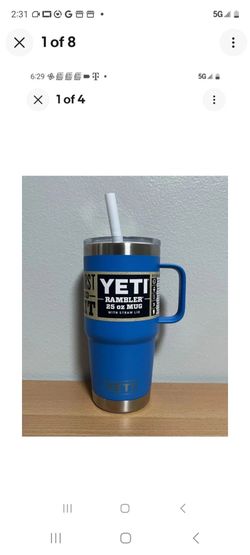 Brand-New Yeti Rambler Travel Mug Straw Lid 25 Fl. Oz. Big Wave Blue