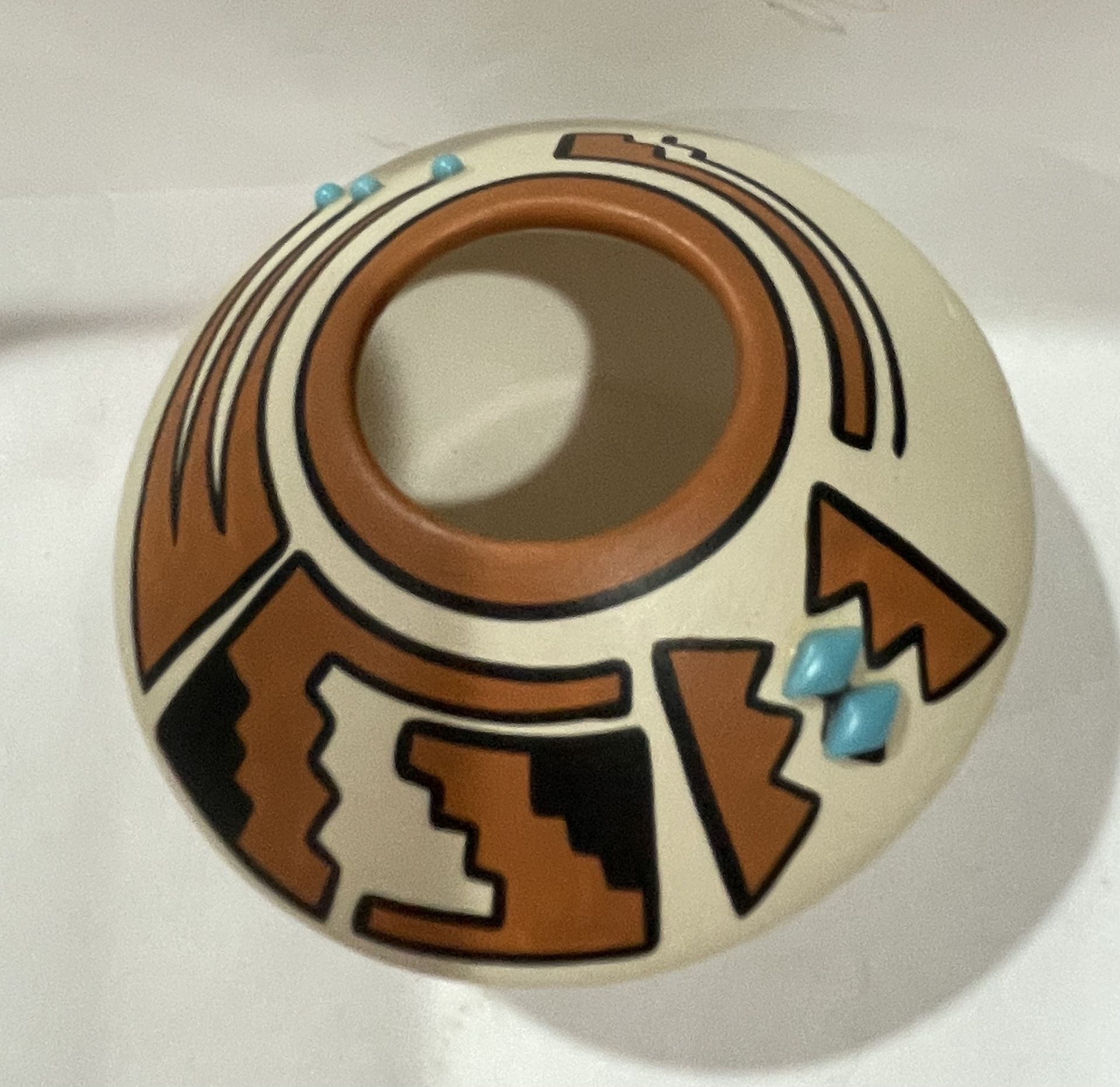Hopi Toad Hopi Pueblo Small Vase With Turquoise Pottery Originals from the Southwest with Card