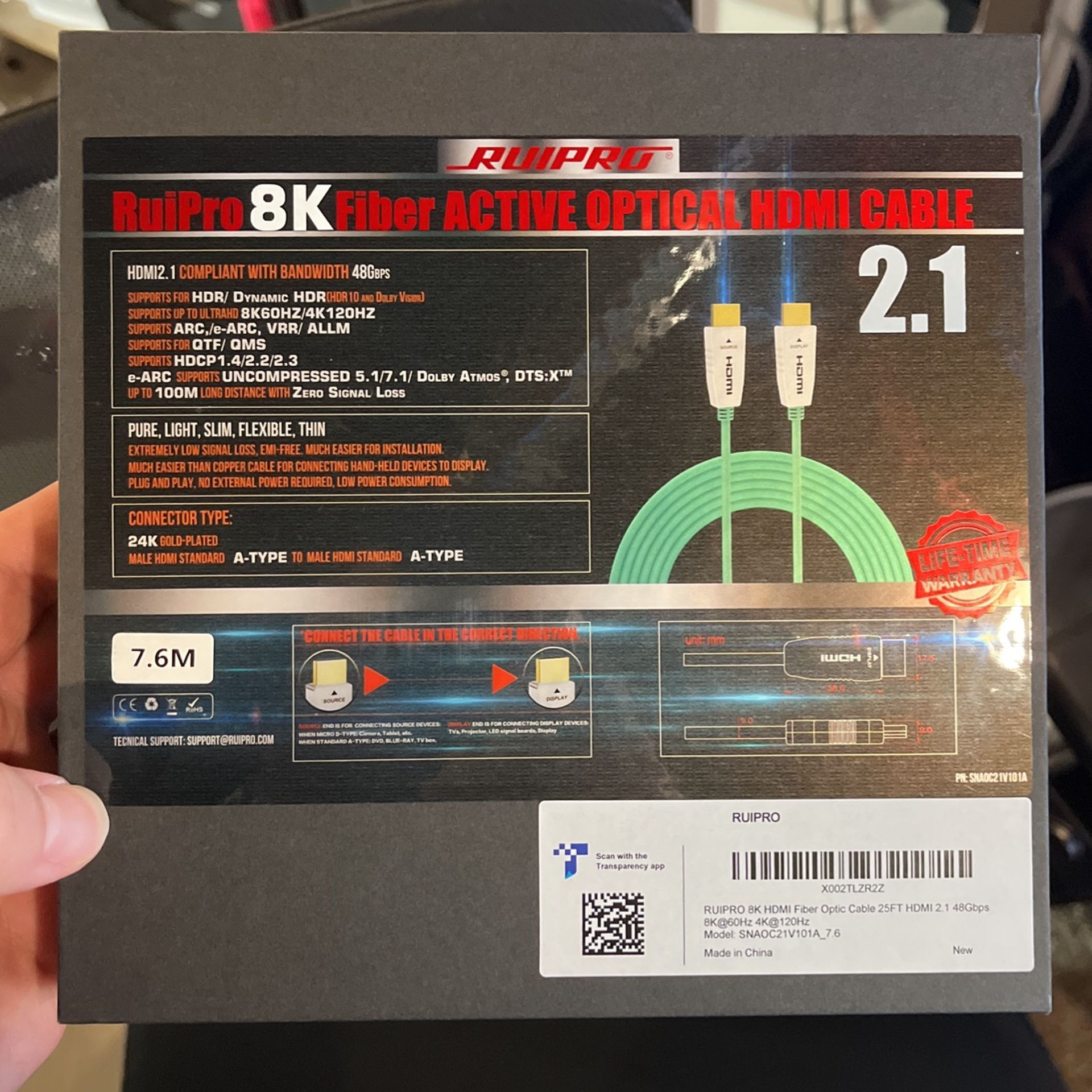 25ft Fiber Optic HDMI Cable