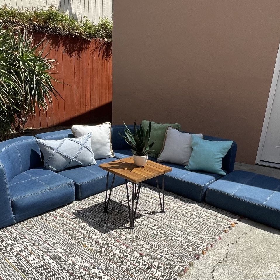 Denim Sectional From Pottery Barn 5 pieces Wrangler Blue Denim Sectional for Sale in Fairfield CA OfferUp