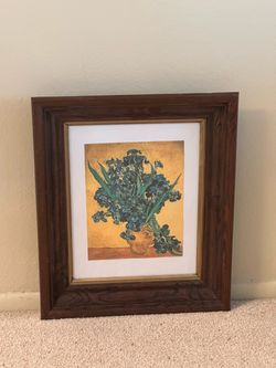 Vincent Van Gogh Irises print in glass front super thick solid wood picture frame wall art