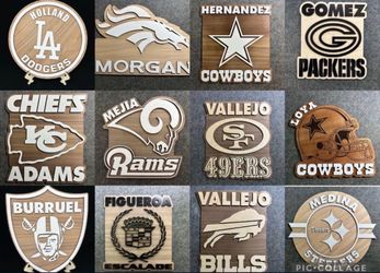 Dodgers Raiders Eagles Cowboys 49ers Teams & Logo Personalized Family Name Sign Gift Present Holiday 11”x9.5”