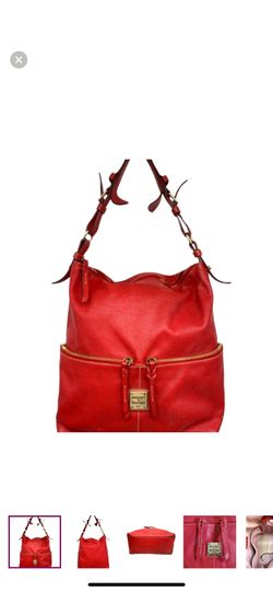 DOONEY & BOURKE-Red-Pebble Leather~Large~Dillen~Hobo~Shoulder Bag